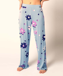 Pantalon, Short : Pantalon en viscose aquamarine flowers